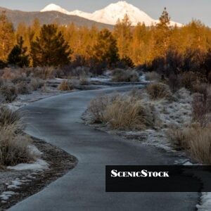 Shevlin Commons Walking Trail and North Sister at Sunrise