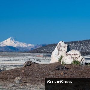 Prineville Airport Sign with Mt Jefferson