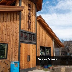 The Barn Front Signage in Downtown Sisters, Vertical